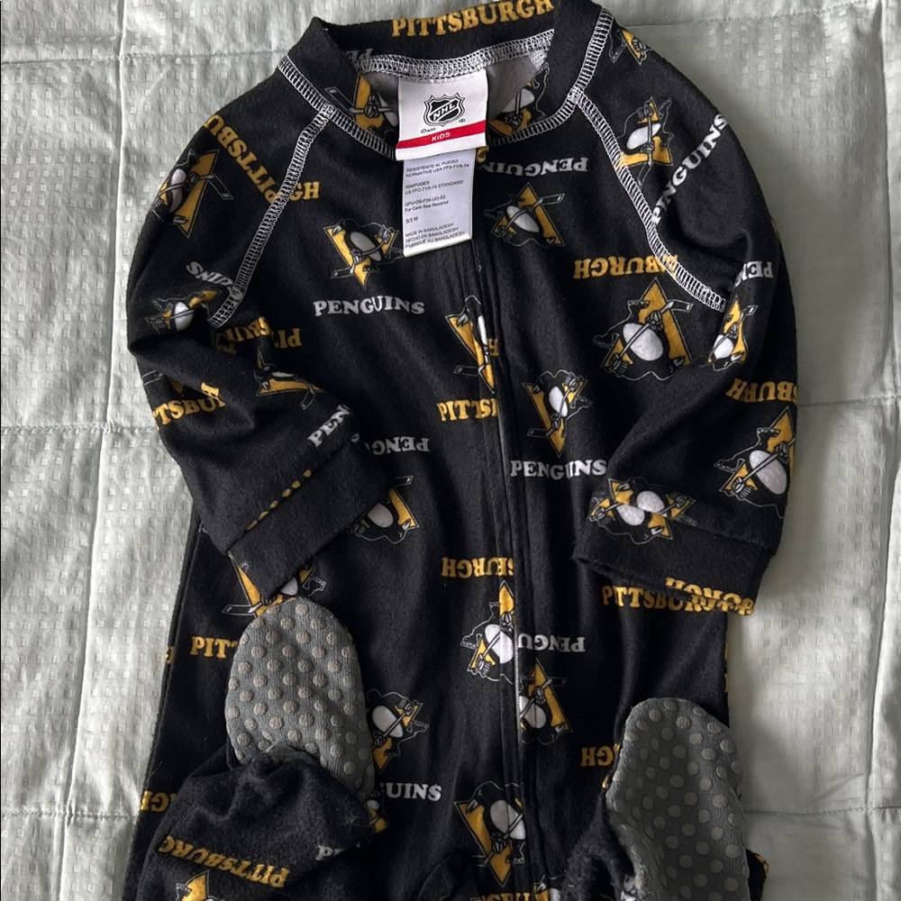 NHL Penguins Black One Piece Footie 0-3mo